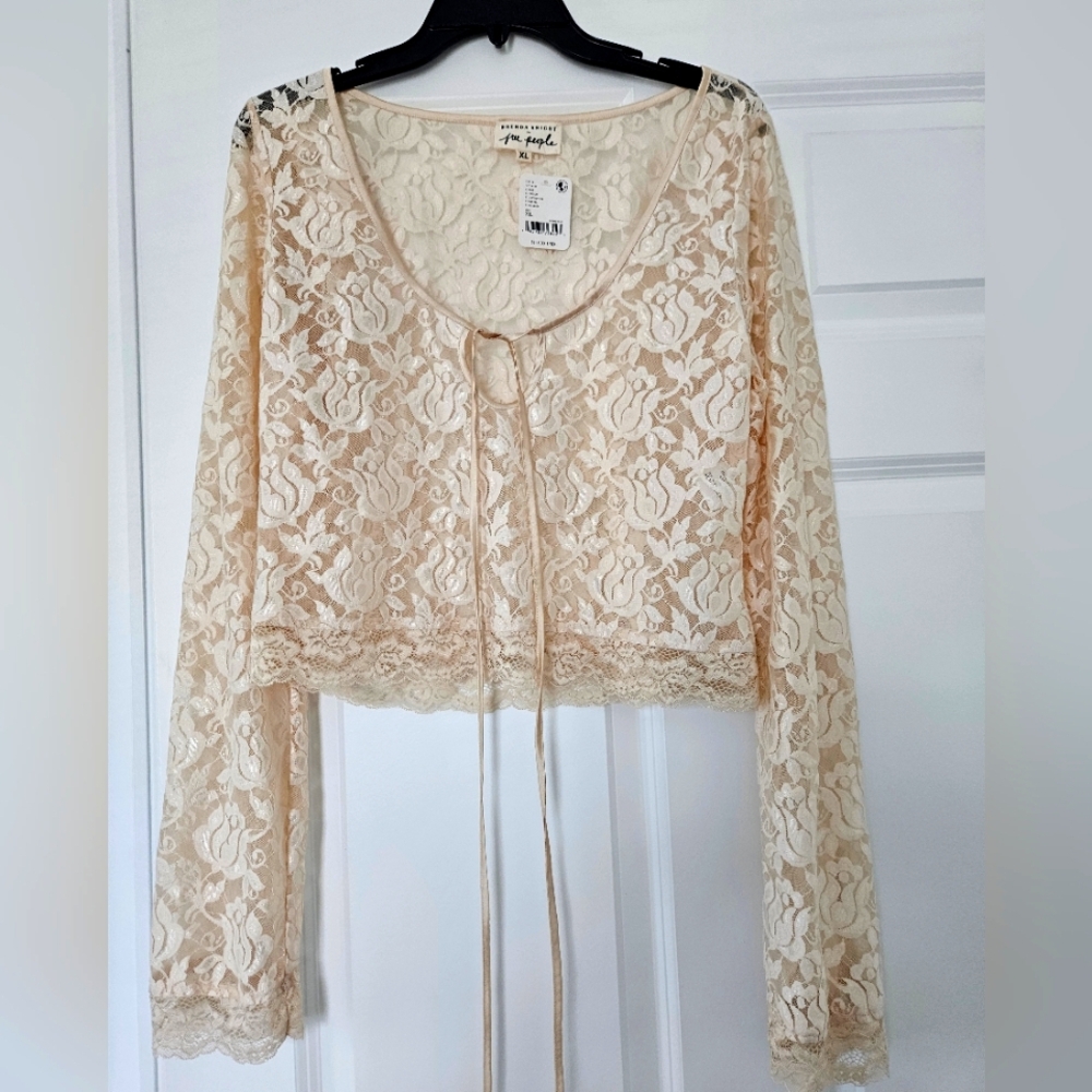 NWT Free People Lace Long Sleeve Top